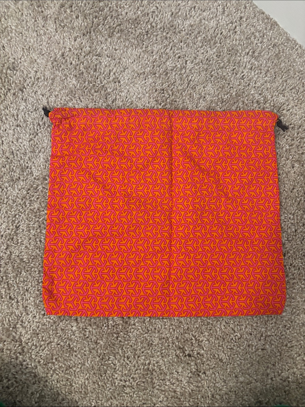 Tory Burch Orange and Black Logo Drawstring Pouch - Picture 3 of 10